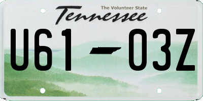TN license plate U6103Z