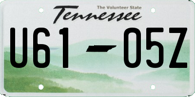 TN license plate U6105Z