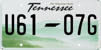TN license plate U6107G