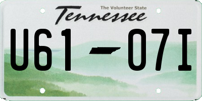 TN license plate U6107I