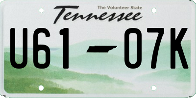 TN license plate U6107K