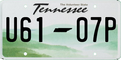 TN license plate U6107P
