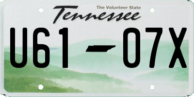TN license plate U6107X