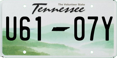 TN license plate U6107Y