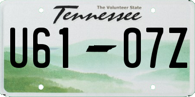 TN license plate U6107Z