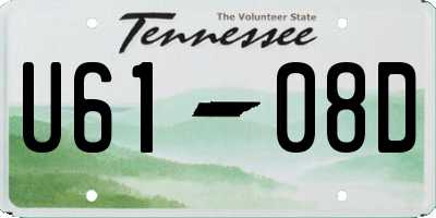 TN license plate U6108D