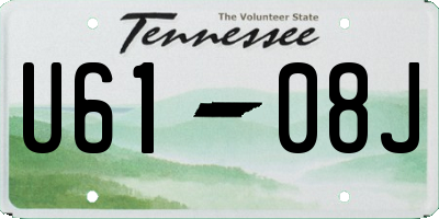 TN license plate U6108J