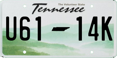 TN license plate U6114K