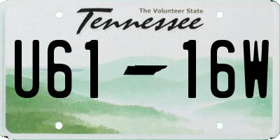 TN license plate U6116W