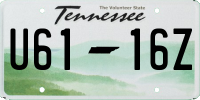 TN license plate U6116Z