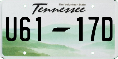 TN license plate U6117D