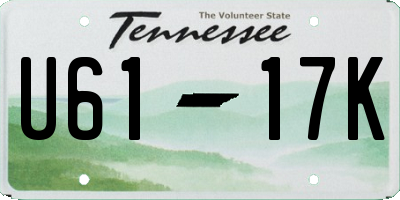 TN license plate U6117K