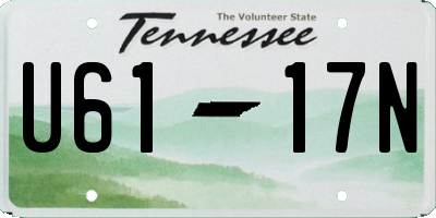 TN license plate U6117N
