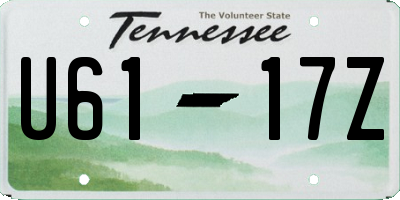 TN license plate U6117Z