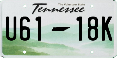 TN license plate U6118K