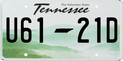 TN license plate U6121D