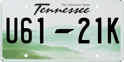 TN license plate U6121K