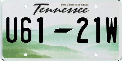 TN license plate U6121W