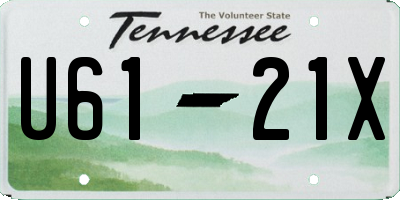 TN license plate U6121X