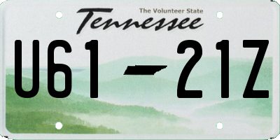 TN license plate U6121Z