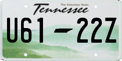 TN license plate U6122Z