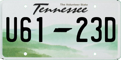 TN license plate U6123D
