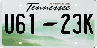 TN license plate U6123K