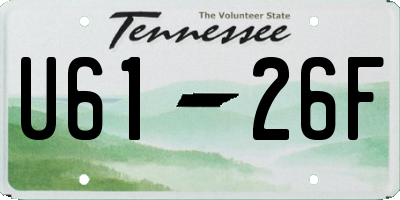 TN license plate U6126F