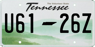 TN license plate U6126Z