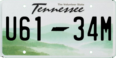 TN license plate U6134M