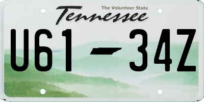 TN license plate U6134Z