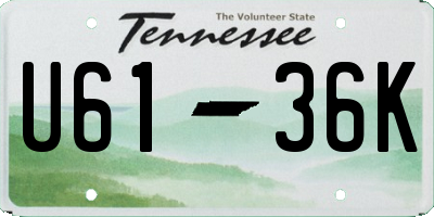 TN license plate U6136K