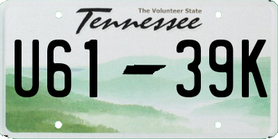 TN license plate U6139K