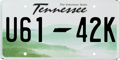 TN license plate U6142K