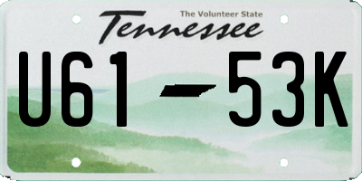 TN license plate U6153K