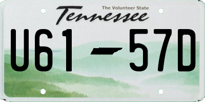TN license plate U6157D