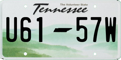 TN license plate U6157W