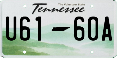 TN license plate U6160A
