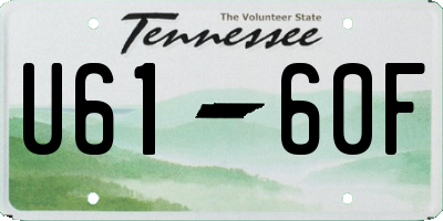TN license plate U6160F