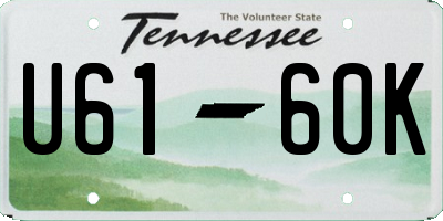 TN license plate U6160K
