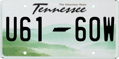 TN license plate U6160W