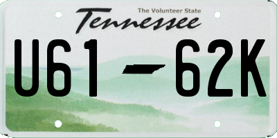 TN license plate U6162K
