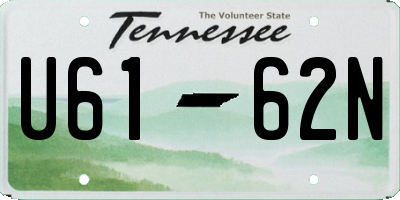 TN license plate U6162N