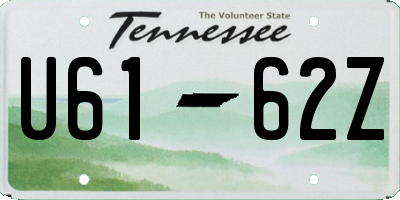 TN license plate U6162Z
