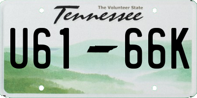 TN license plate U6166K