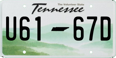 TN license plate U6167D