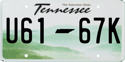 TN license plate U6167K