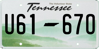 TN license plate U6167O