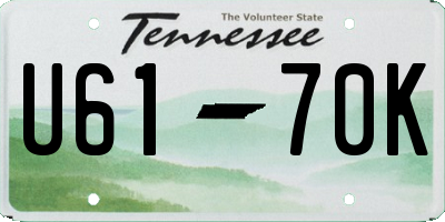 TN license plate U6170K