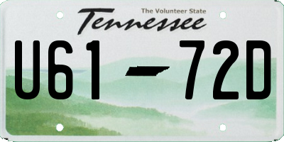 TN license plate U6172D